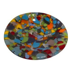 multicolored splatter Confetti Art Deco fused glass bowl trinket dish